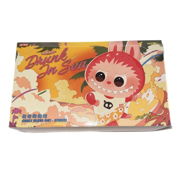 Pop Mart Labubu Monsters Drunk In Sea Iphone Cable Set Of 6 Blind Box New - Picture 1 of 3